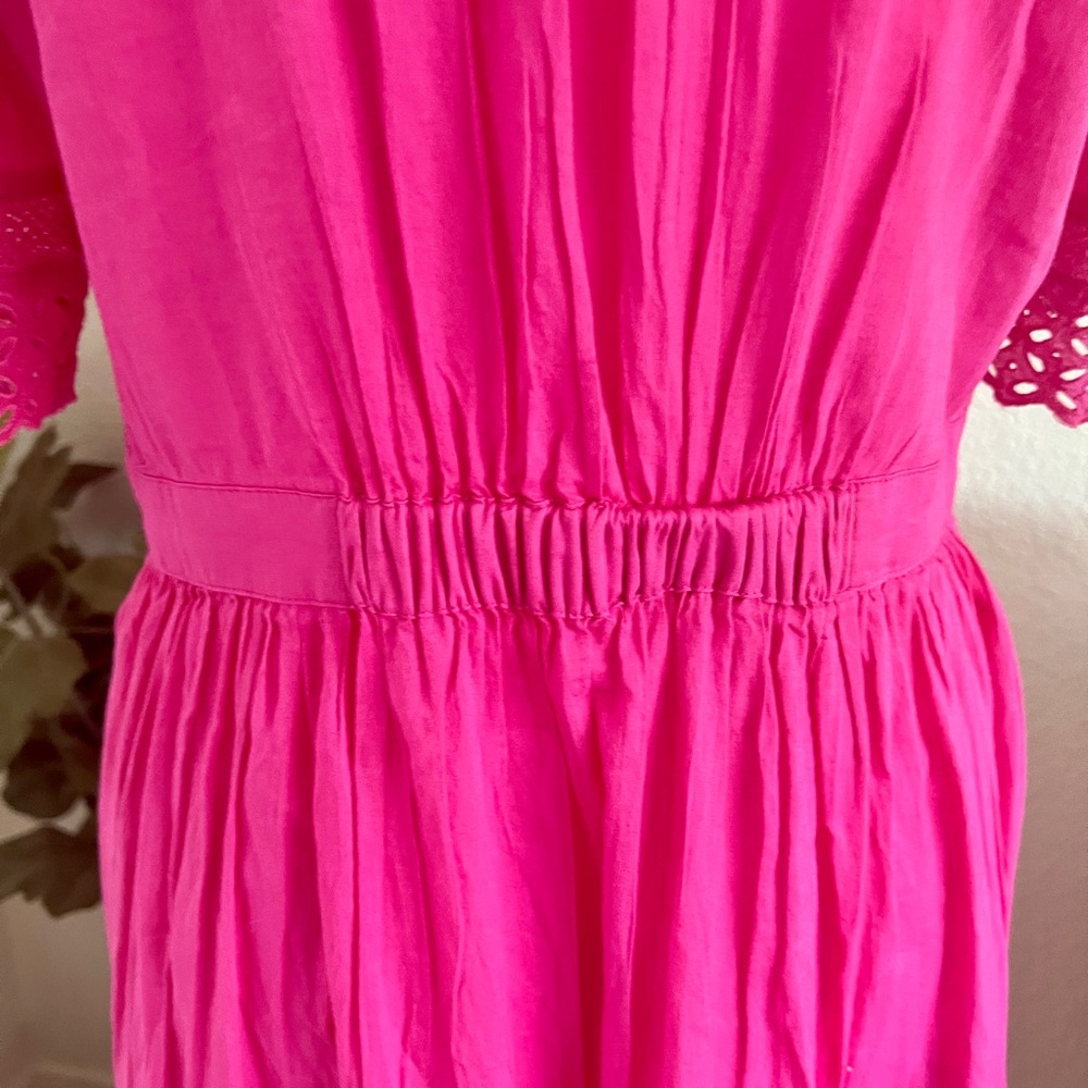 Gap Pink Eyelet Lace Button-Front Midi Dress w/ Slip - Size Small - Picture 3 of 8